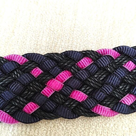 Vintage Woven Braided Belt Gold Statement Buckle Size M - Picture 6 of 9